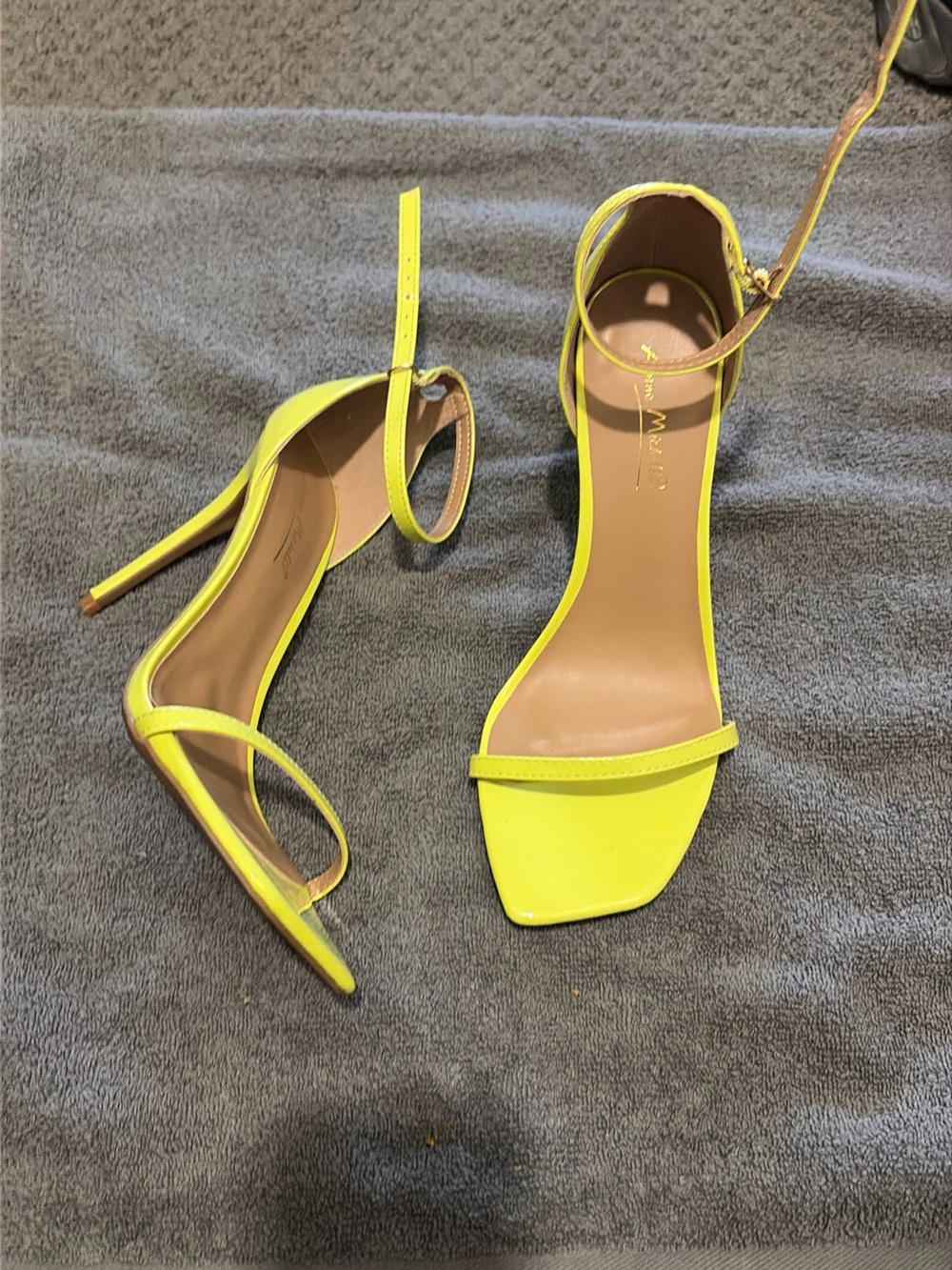Women’s Neon Yellow Ankle-Strap Stiletto Sandals